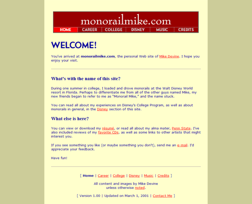 monorailmike.com, version 1.0