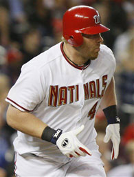 Adam Dunn sporting a "Natinals" jersey